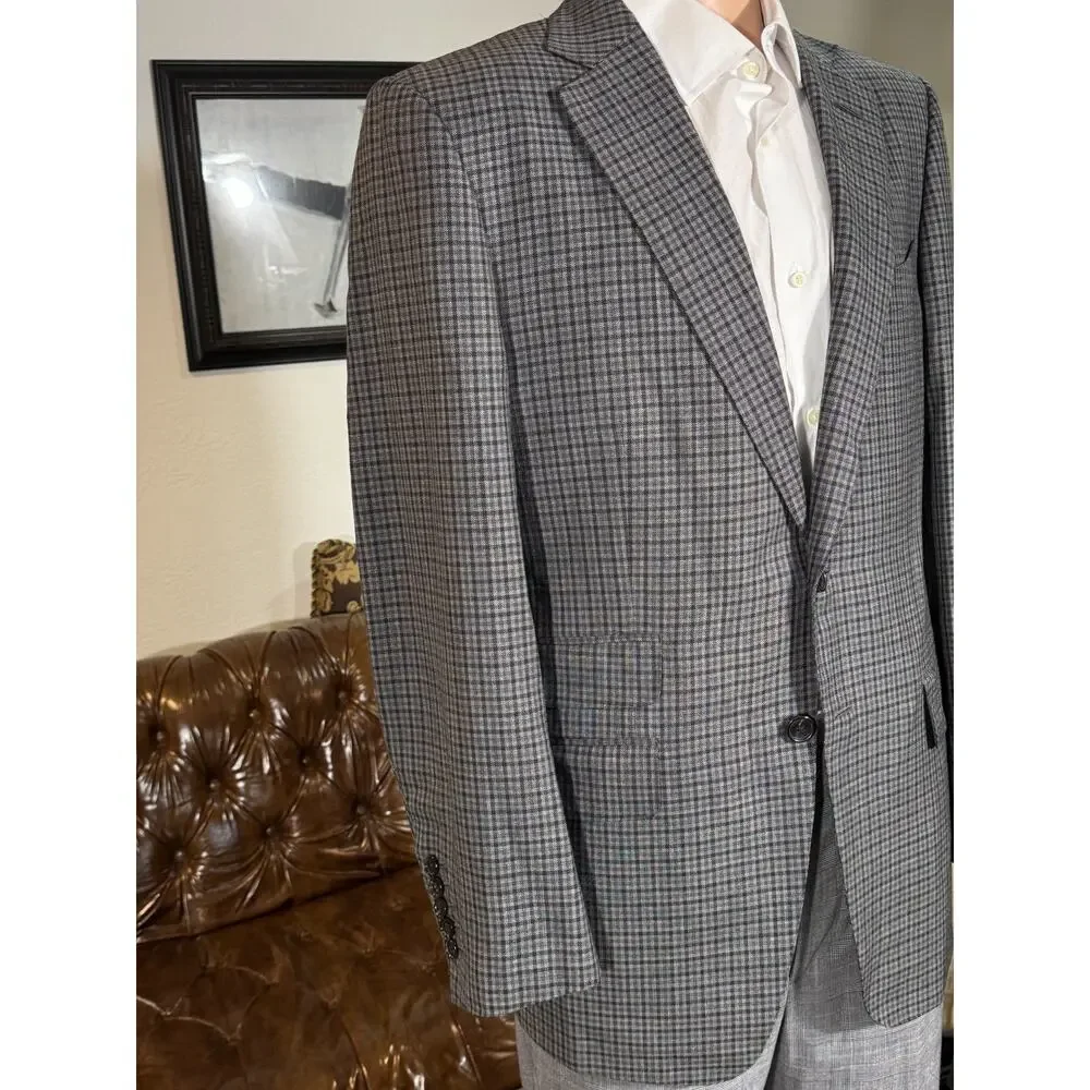 Tom Ford Guncheck Gray Suit Jacket Sportcoat 50R 40R EUC Men's Wool Switzerland